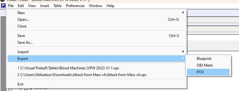 Vpin - VPX - To Export a POV file