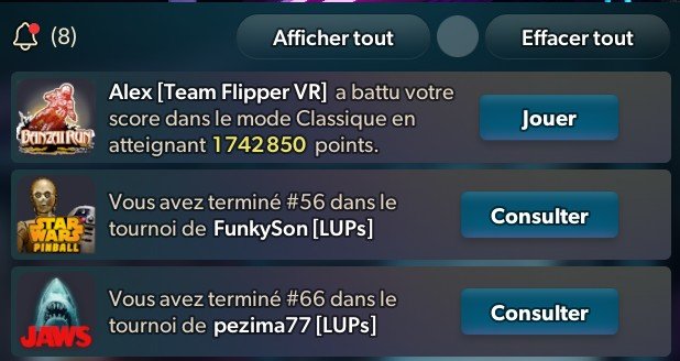 Les notifications Pinball FX
